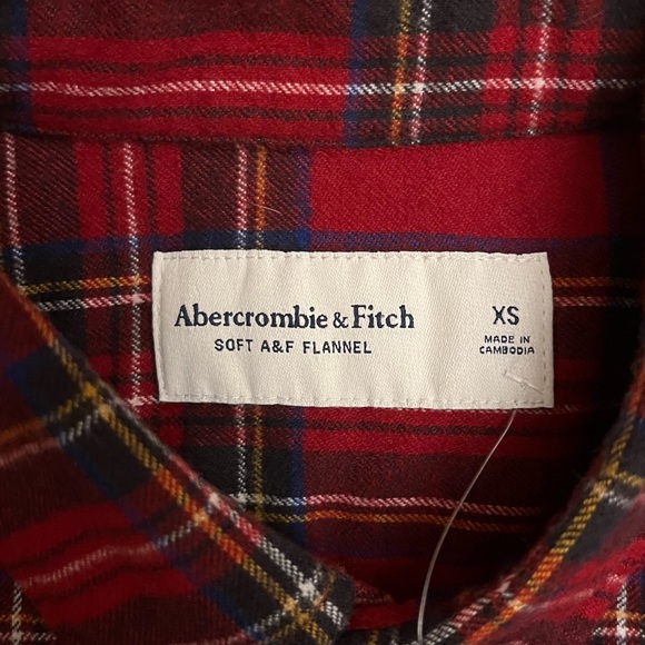 NWT Abercrombie & Fitch Soft AF Flannel Men's Red Blue White Button Down Size XS - Picture 4 of 8